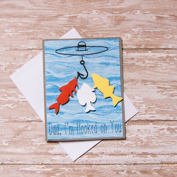 Father's Day Card | Handmade Card | Fisherman Dad | Hooked on Dad | Fishing | Outdoorsman