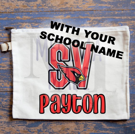 Personalized School Spirit Pencil Pouch | Make Up Pouch | Custom Back to School Supplies | Personalized Bag | Sublimation | Teacher Gift |
