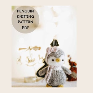 PENGUIN Knitting Pattern Christmas cute toy PDF Eng/Ukr