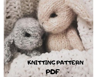 Rabbit Knitting Pattern Eng & Rus PDF Amigurumi Knitted Toy easter bunny Lesson+knitted pattern basket+knitted pattern carrot