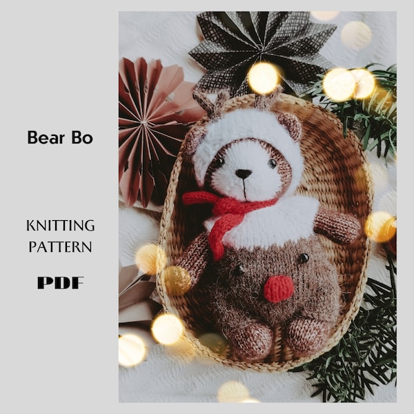 PDF Bo Bear Toy Knitting Pattern / Teddy Bear/Clothing Description
