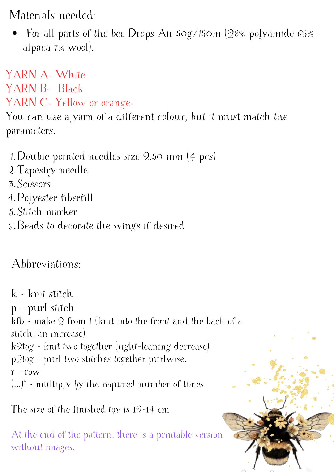 PDF ENG/UKR Knitting Bee Pattern Tutorial Knitted Honeybee Step by Step ...