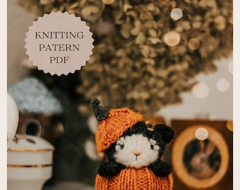 Knitted pumpkin cat pattern halloween knitted pattern pdf ENG/UKR