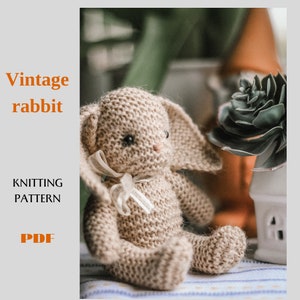 Vintage Pattern Bunny Rabbit Knitting Pattern, Soft Toy PDF ENG/UKR
