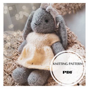 Bunny knitting pattern Toy knitting pattern for a bunny rabbit in a dress RU/ENG pdf