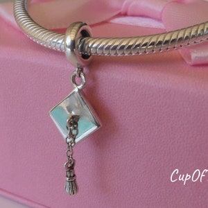 Sterling Silver 925 Graduation Cap charm Bracelet