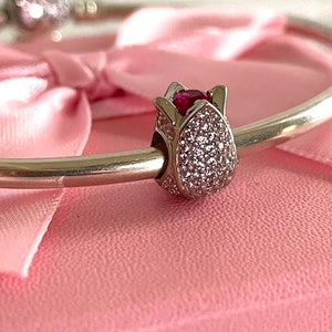 Sterling Silver 925 Gorgeous Tulip Charm for Bracelet