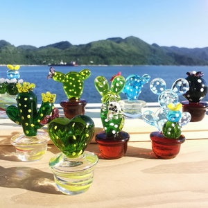 Handmade Glass Potted Plants, Glass Cactus Small Cactus Plant Ornament Home Decor
