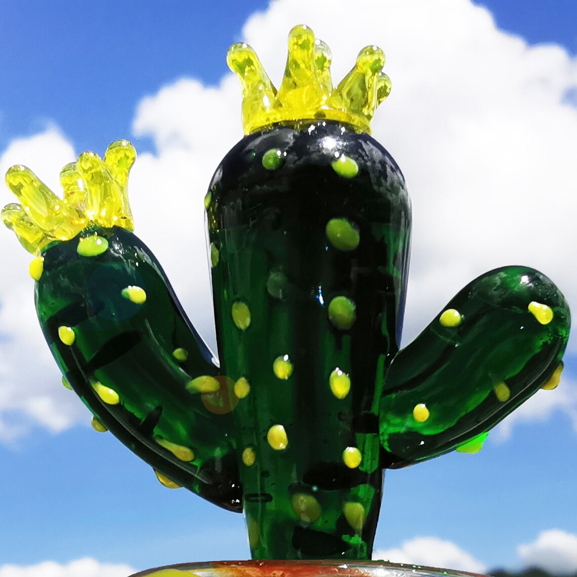 Glass Cactus Small Cactus Plant Ornament Plant Office Display Etsy