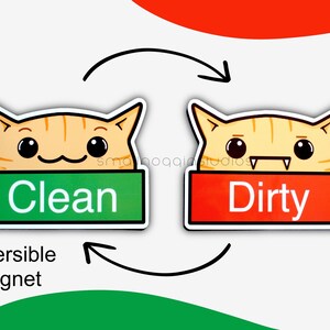 Dirty/ Clean Dishwasher Magnet Cute Orange Cat- kitchen decor,  refrigerator magnet, kawaii house warming gift, safe fridge label signs,