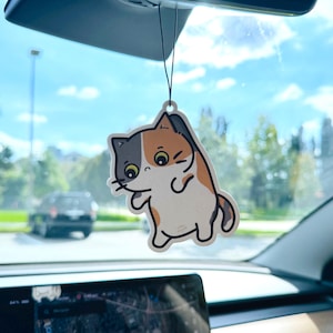 Désodorisant à suspendre pour chat en calicot, parfum lavande, désodorisant chaton mignon, désodorisant pour penderie, accessoire de voiture kawaii, cadeau pour amoureux des chats, rayures de chat