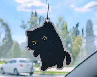 Hängende schwarze Katze Lufterfrischer, Meer Duft, süßes Kitty Lufterfrischer, Schrank Lufterfrischer, Kawaii Auto Zubehör, Katzenliebhaber Geschenk, Katze Scruff