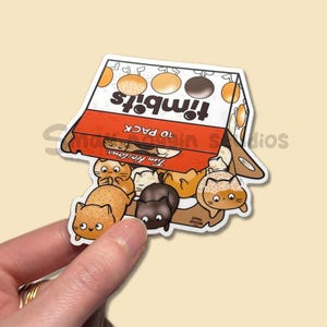 Timmy Tim Bit mit Katzen Donuts Vinyl Aufkleber, Cute Support Canadian, Kanadisches Restaurant Kunst, Kanada Aufkleber, süße Katzen Timmys, Elbows Up