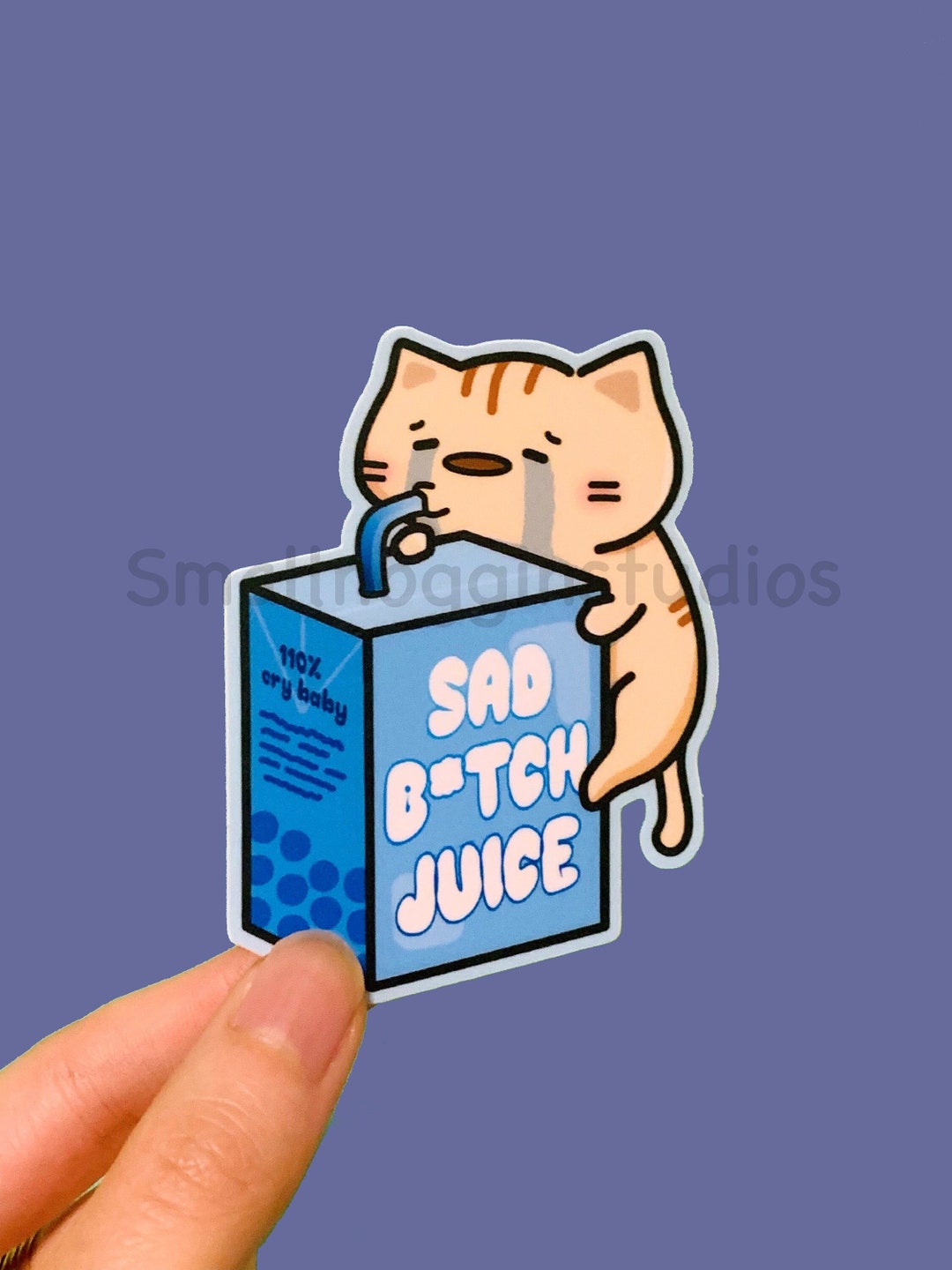 Sad Bitch Juice Box Cat Vinyl Matte Sticker Emotional Juice Etsy