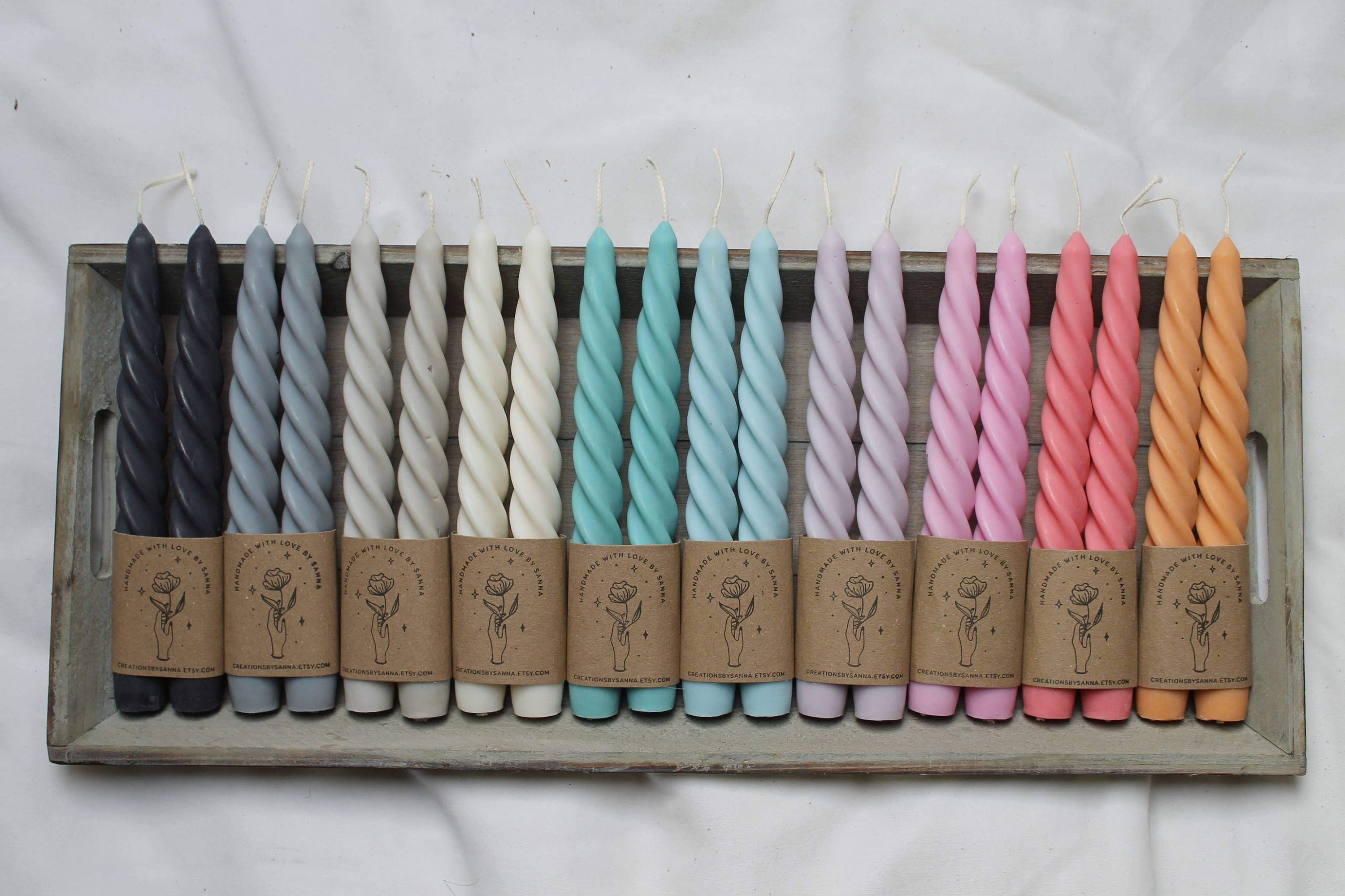 Twisted Spiral Taper Candles Pastel Colourful Candles Set Etsy