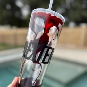 Viral Dexter Blood Drip Splatter Acrylic Tumbler 24 Ounce
