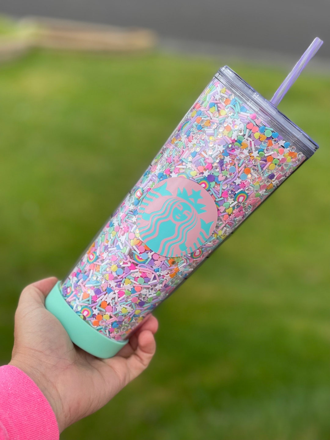 Unicorns and Rainbows Rhinestone/clay Filled Tumbler, Starbucks, Bling