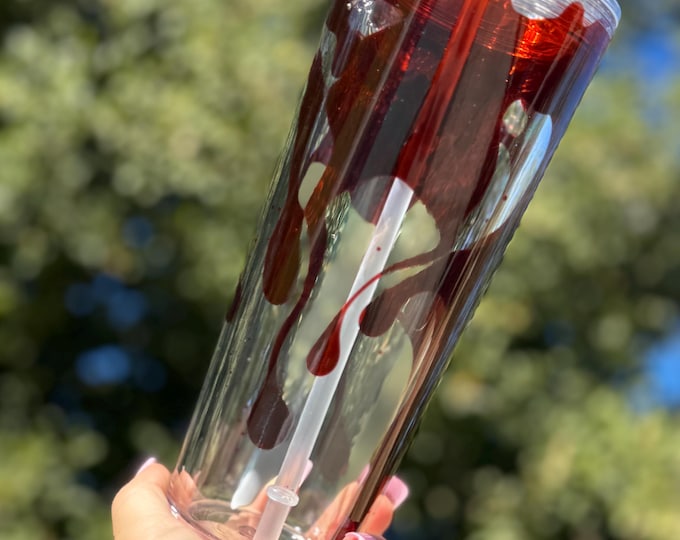 Blood Drip Snowglobe Tumbler, Halloween Glitter Tumbler, 24 oz