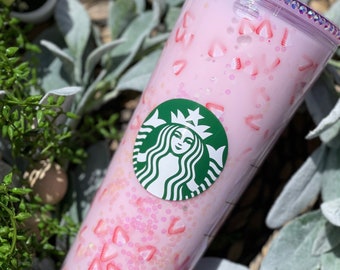 Pink Drink Snowglobe Tumbler, Glitter Acrylic Tumbler, Gift