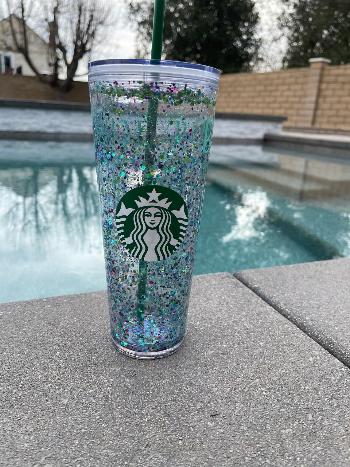 Starbucks Snow Globe Tumbler Peacock Blau Etsy