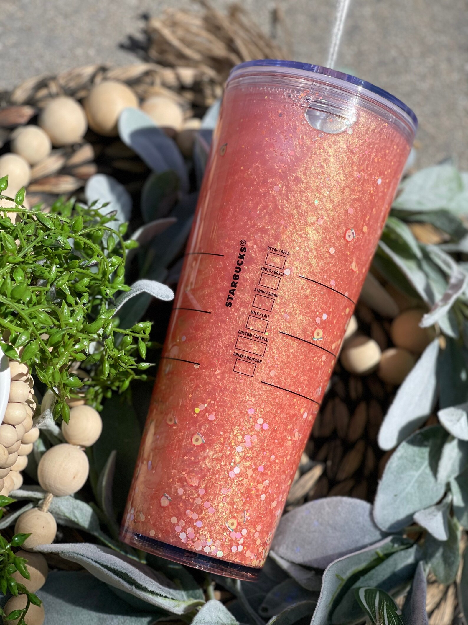 Peaches and Cream Starbucks Snowglobe Tumbler Etsy