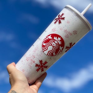 Peppermint Snowflake Snowglobe Tumbler, Glitter Double Walled Acrylic Tumbler zdjęcie 7