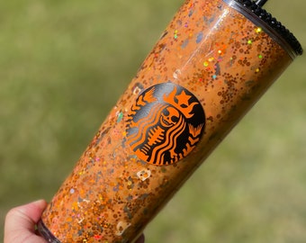 Halloween Snowglobe Tumbler, Spooky Glitter Acrylic Double Walled Tumbler