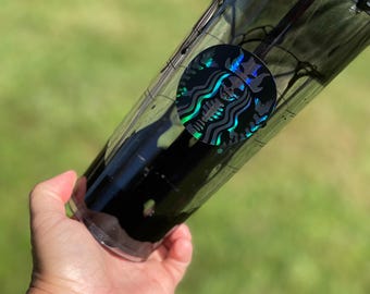 Black Drip Halloween Snowglobe Tumbler, 24 oz Glitter Tumbler