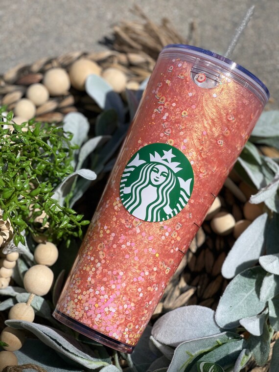 Peaches and Cream Starbucks Snowglobe Tumbler Etsy