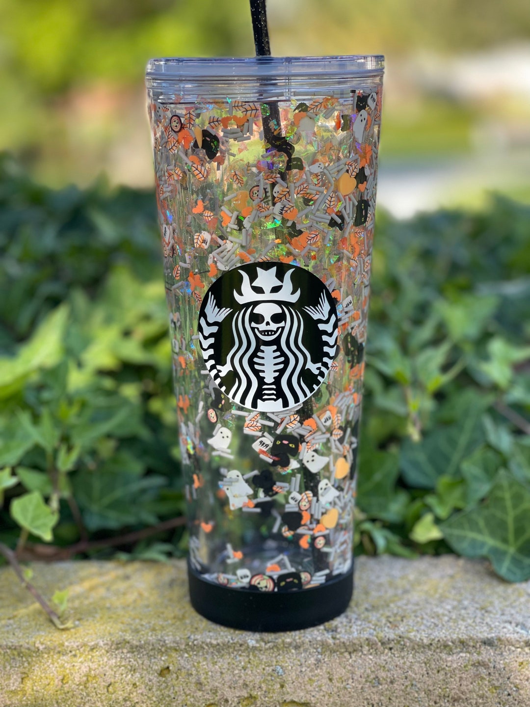 Spooky Halloween Snowglobe Tumbler, Snow Globe Tumbler, Glitter Tumbler