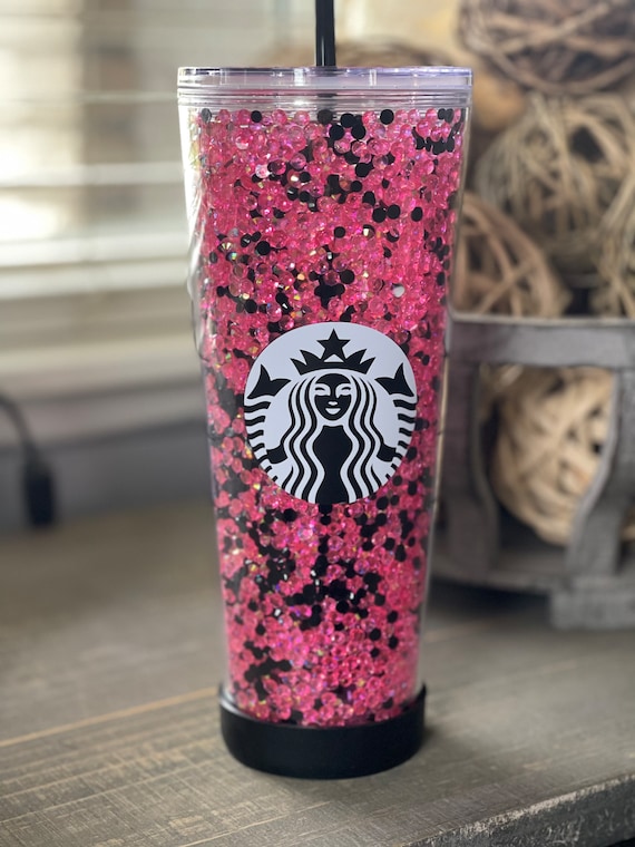 Pink Rhinestone Bling Tumbler, Starbucks Snow Globe Tumbler - Etsy