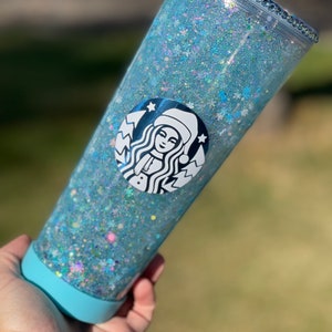 Starbucks Snowglobe Tumbler, Blue Snow Globe Tumbler, Starbucks Glitter Cup,  Starbucks Snow Globe Cup, Blue Glitter Tumbler, Winter Tumbler 