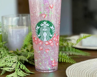 Pink Drink Glitter Snowglobe Tumbler, Double Walled Acrylic Tumbler