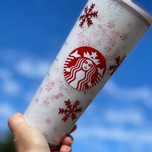 Peppermint Snowflake Snowglobe Tumbler, Glitter Double Walled Acrylic Tumbler zdjęcie 6