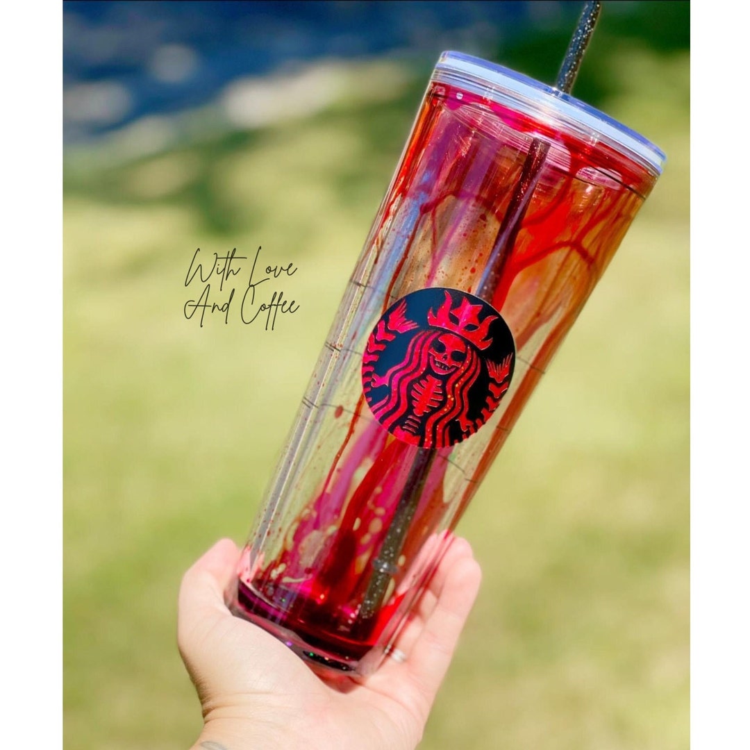 New Plastic Double Wall Glitter Tumbler with Straw Cute Kawaii