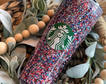 4th of July Snow Globe Tumbler, Glitter Acrylic Tumbler