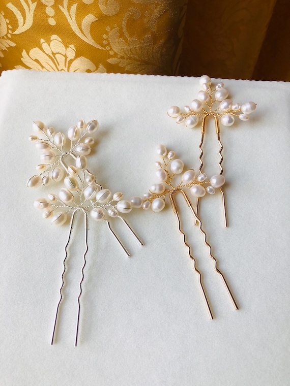 Handmade Pearl Bridal Wedding Hair Accessories Clips Pins Set Pearl Bridal Hair Pins Set | Wedding Hair Accessories - Etsy main image 3