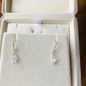 Handgefertigte Premium Herkimer Diamant Tropfen Ohrringe. Edelstein Ohrringe.