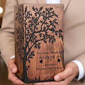 Urne arbre de vie faite main personnalisée - urnes en bois pour cendres humaines - urnes funéraires pour cendres adultes - boîte d'urnes commémoratives pour cendres - urne souvenir