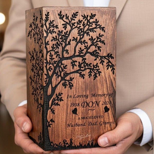 Op maat gemaakte handgemaakte urn Tree of Life - Houten urnen voor menselijke as - Crematie-urnen voor volwassen as – herdenkingsurnendoos voor as - aandenken-urn