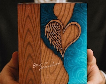 Heart Designed Resin Urn - Wooden Urns for Human Ashes - Custom Cremation Urn - Urn for Adult Ashes – Memorial Urn Box - Keepsake Urn