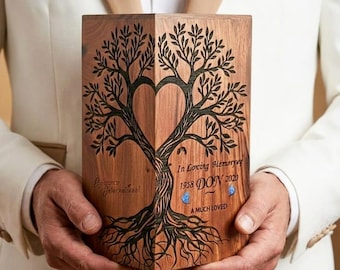 Tree of Life Custom Handmade Urn - Wooden Urns for Human Ashes - Cremation Urns for Adult Ashes – Memorial Urn Box - Keepsake Urns