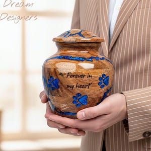 Urnes en bois empreintes de pattes pour cendres d'animaux de compagnie - Urnes funéraires faites main pour chiens - Urne commémorative pour chiens - Urne souvenir chat