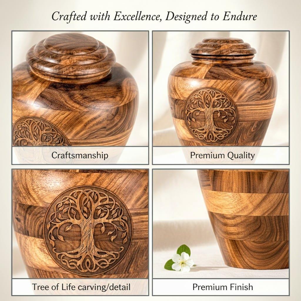 Tree of Life Wooden Urn for Human Ashes – Handmade Custom Cremation Urn ...