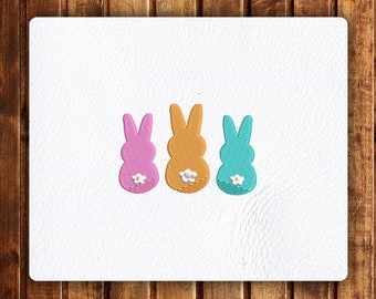 Three Bunnies Trio rabbit in a row Easter machine embroidery filled border designs 5 Sizes