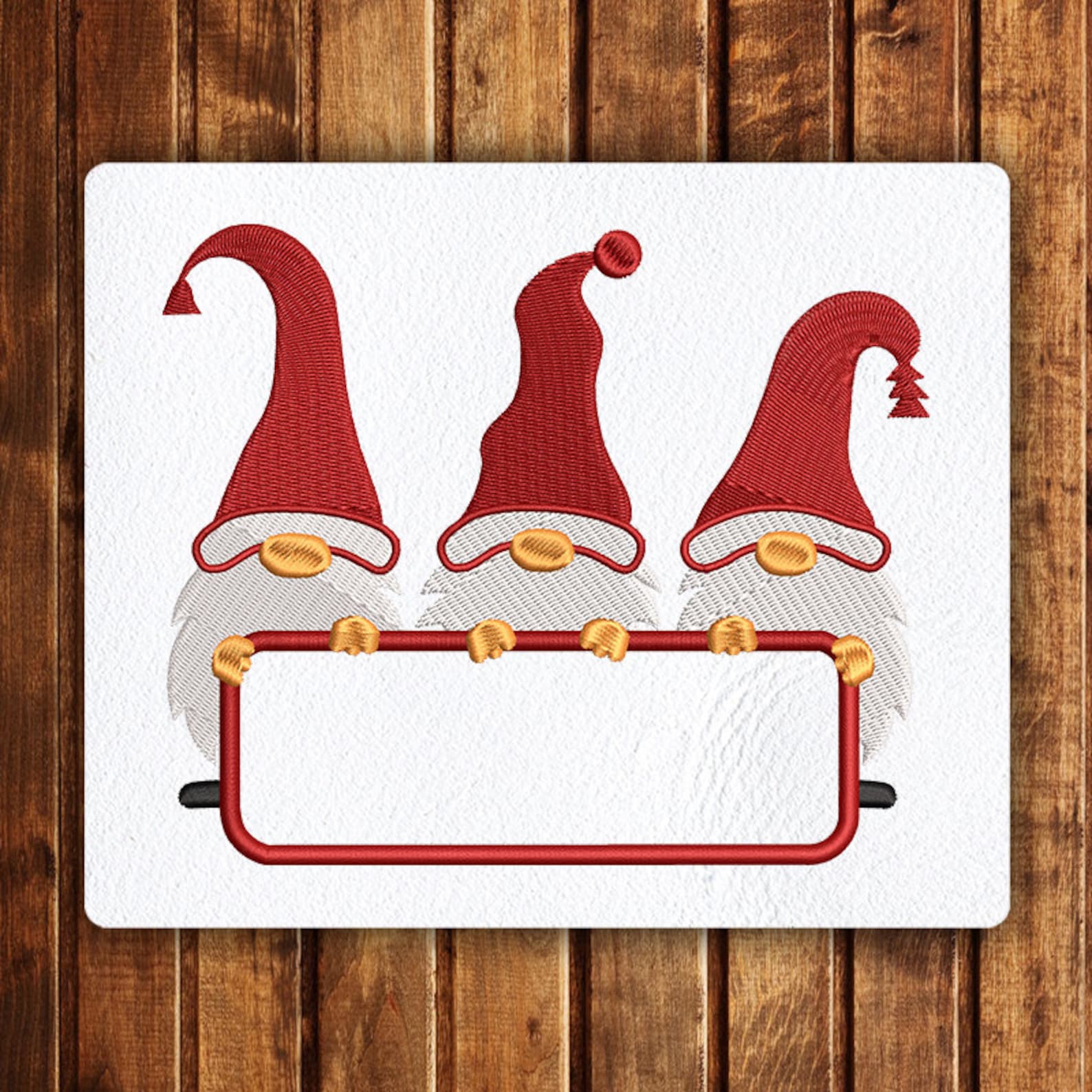 Three gnomes holding christmas sign embroidery design for  etsy Three gnomes holding christmas sign embroidery design for  etsy