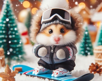 Snowboarding Hamster (cross stitch pattern only)