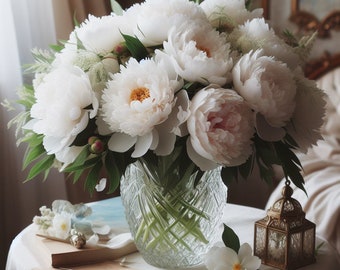 White Peonies (cross stitch pattern only)