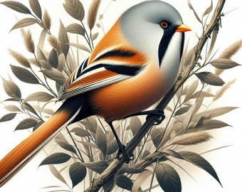 Bearded Reedling bird (cross stitch pattern only)