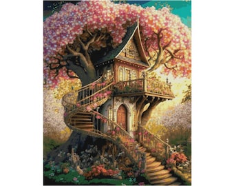 Charmed Tree House (cross stitch pattern only)